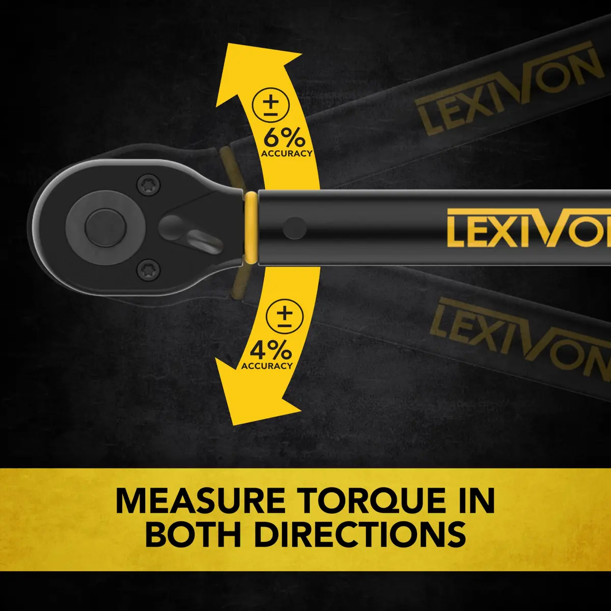 LEXIVON Torque Wrench, 3/8-Inch Drive, Dual Scale 20-120 FT-LB (27.1-162.7 N·m), Premium Rubber-Grip Handle, Deluxe Hybrid Case - view 3