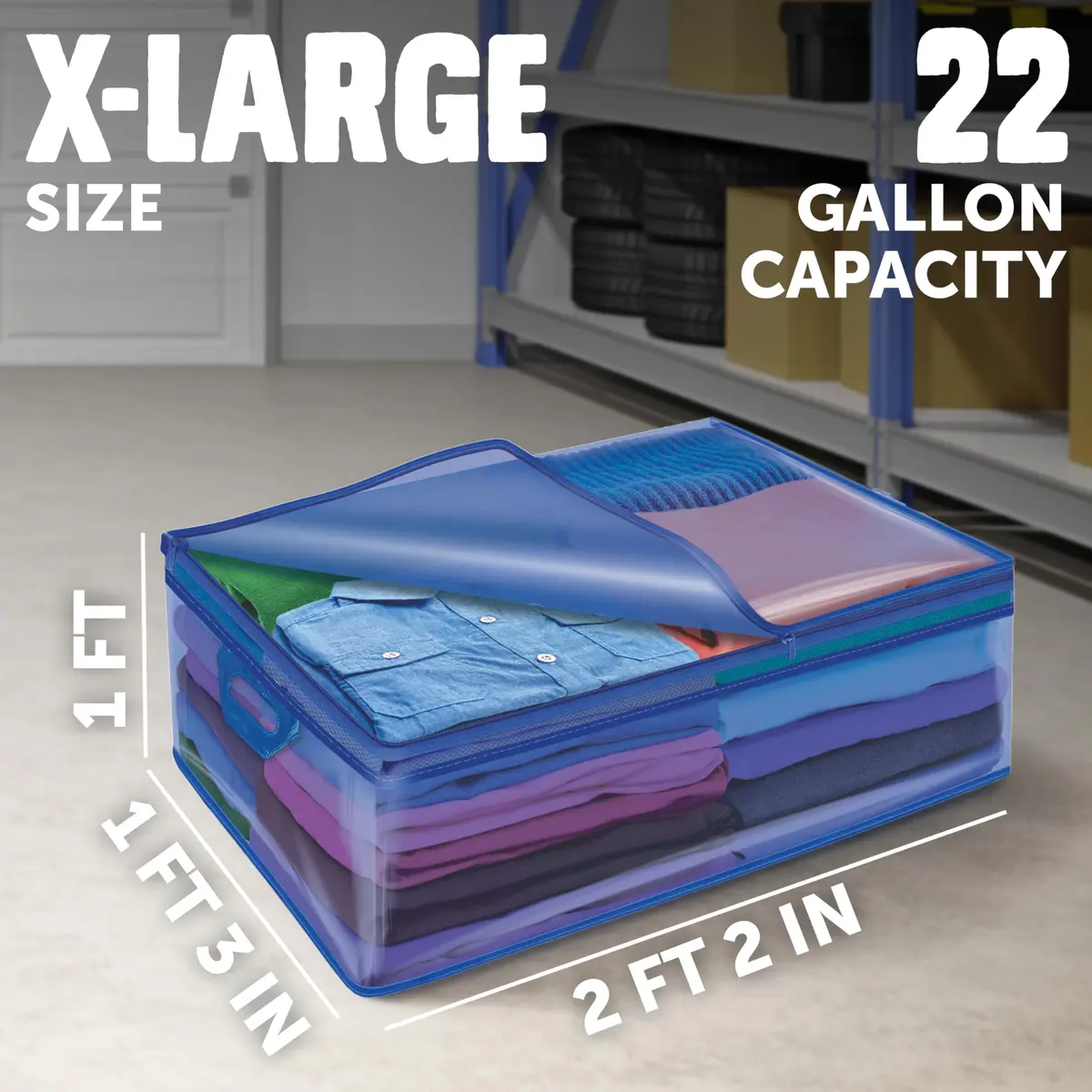 Ziploc Flexible Totes 22 Gallon | Extra Large Reusable Storage Bags with Zipper & Handles - view 2