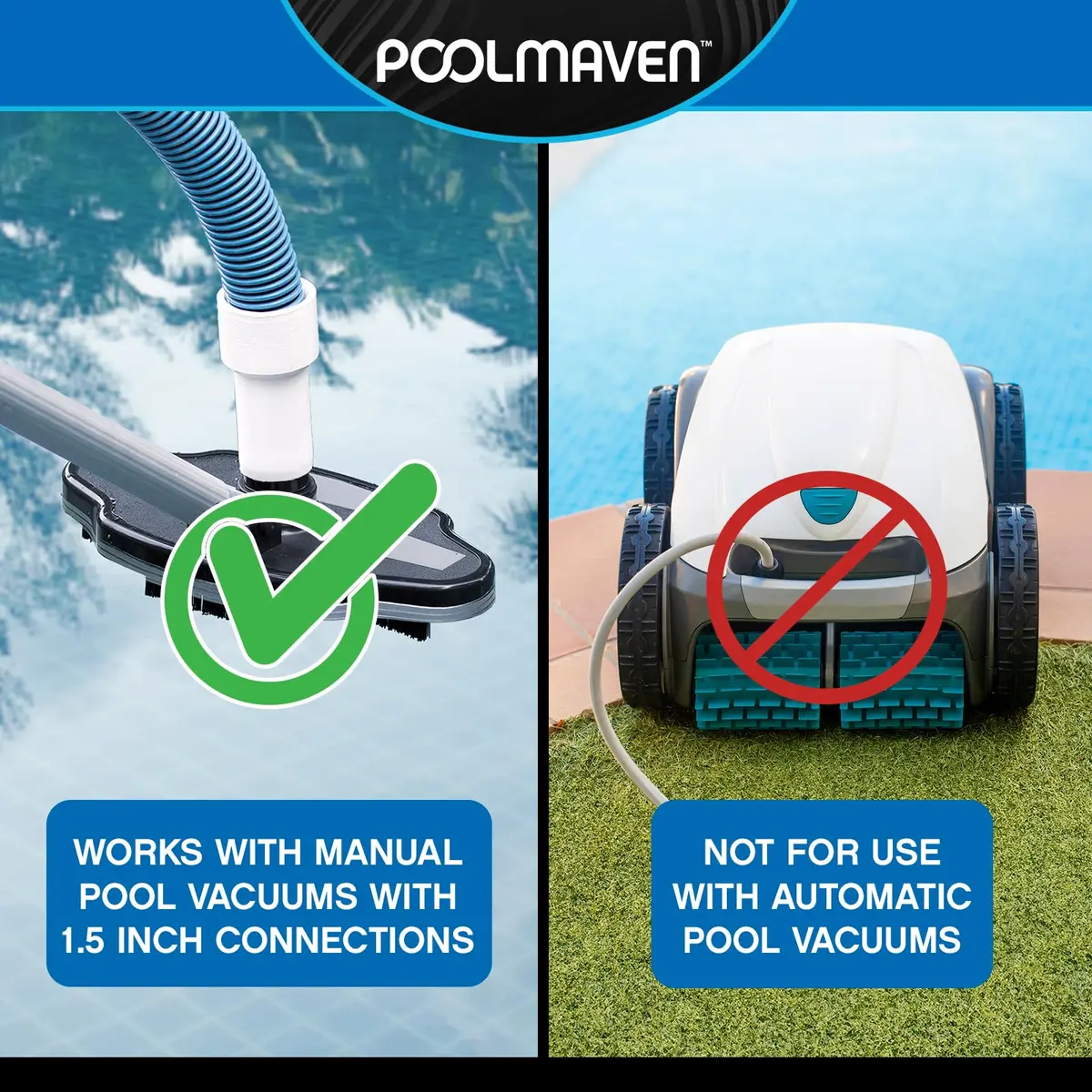 Poolmaven Manual Swimming Pool Vacuum Hose 50 ft | Made in USA, 1-1/2 in. diameter, flexible EVA, dependable manual pool cleaning - view 6
