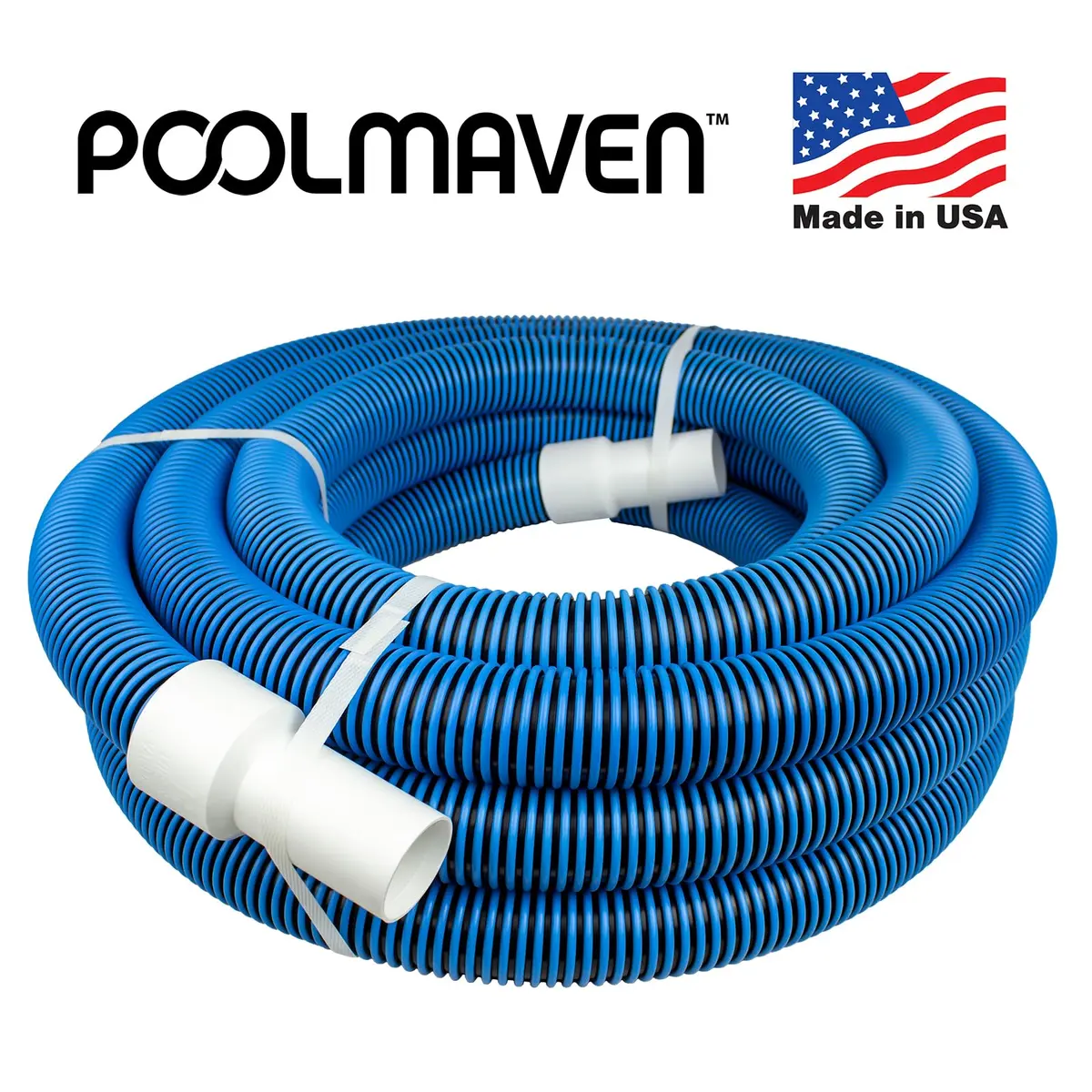 Poolmaven Manual Swimming Pool Vacuum Hose 50 ft | Made in USA, 1-1/2 in. diameter, flexible EVA, dependable manual pool cleaning - view 3