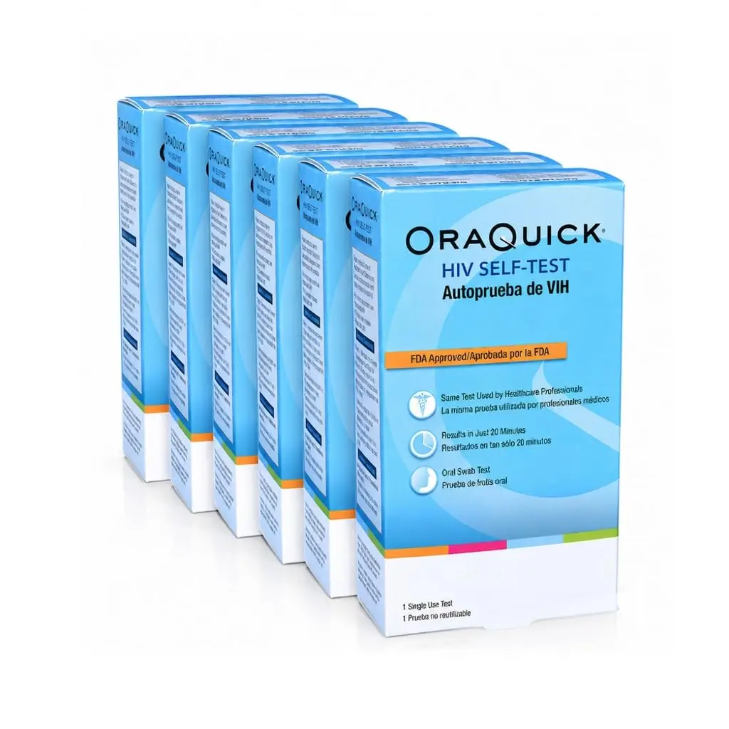 OraQuick HIV Self-Test, Oral Fluid, 6 Ct | Rapid, Lab-Quality Results in 20 Min, Discreet Home Use - main product image