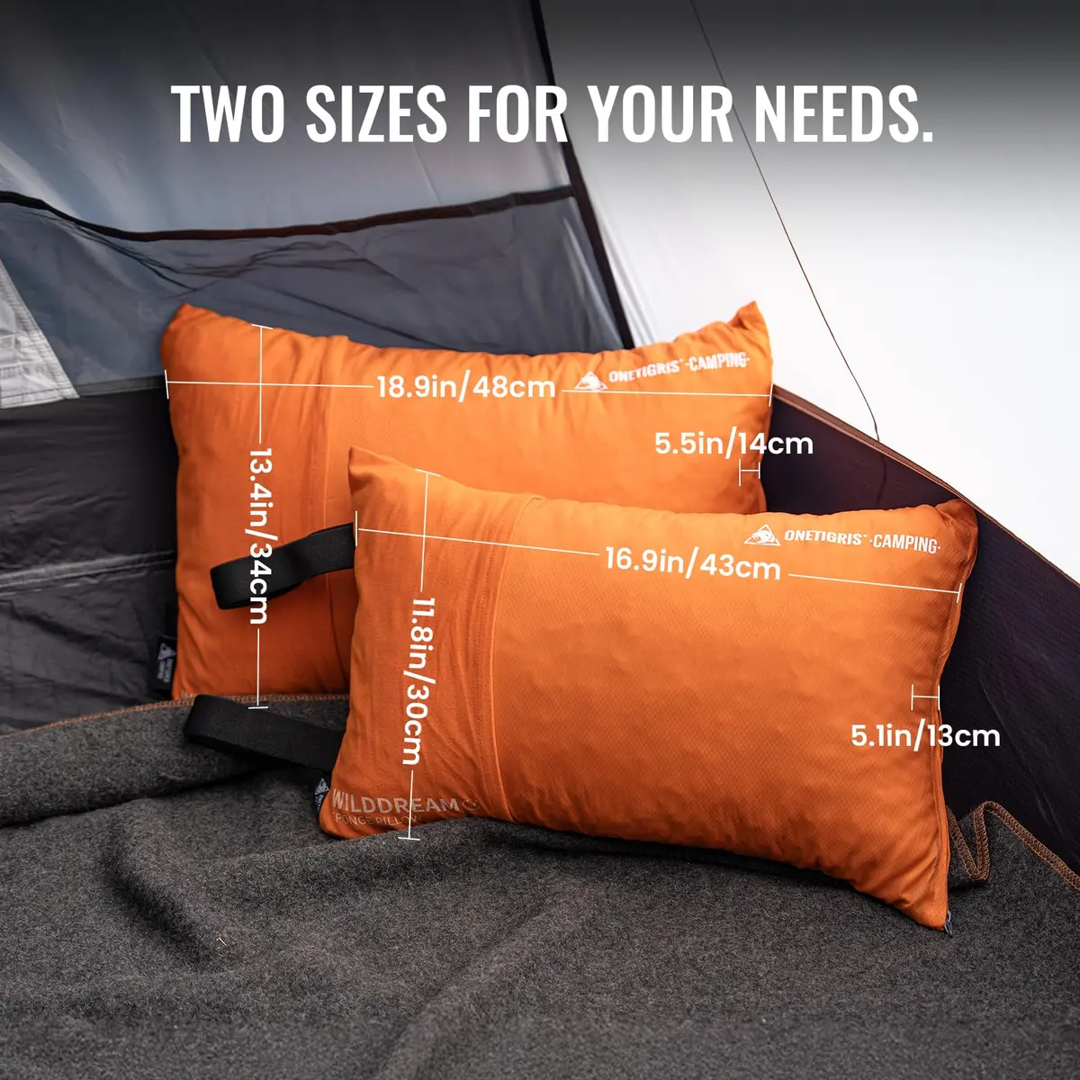 ONETIGRIS Wilddream Camping Pillow Shredded Memory Foam 550g (1.2 lb) Orange | All-Season Comfort for Backpacking & Travel - view 7
