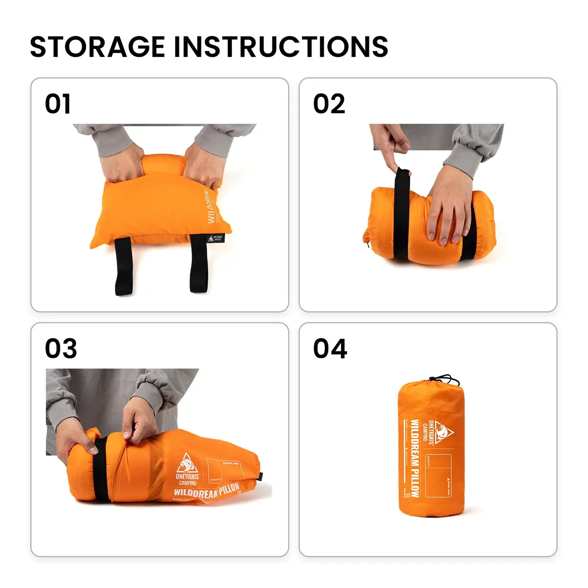 ONETIGRIS Wilddream Camping Pillow Shredded Memory Foam 550g (1.2 lb) Orange | All-Season Comfort for Backpacking & Travel - view 8