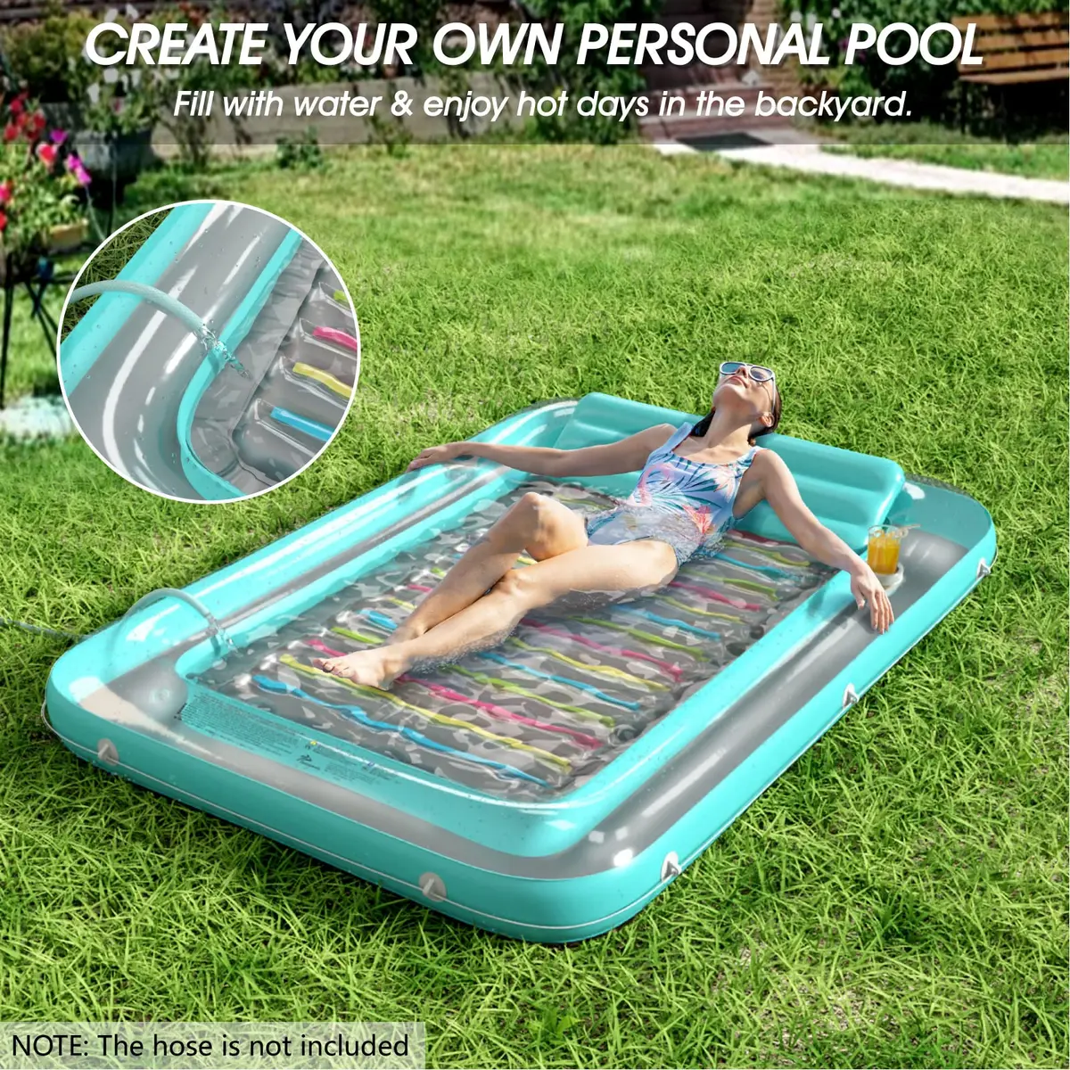 Jasonwell Inflatable Tanning Pool Lounger Float XXL Mint Green | 210 cm (89 in) x 170 cm (67 in) - view 2