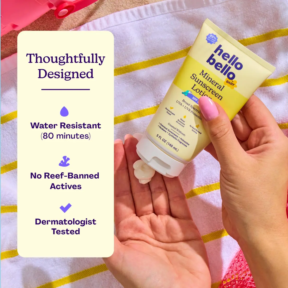 Hello Bello Baby Mineral Sunscreen Lotion SPF 50 148ml (5 fl oz) | Gentle Broad-Spectrum UVA/UVB Protection - view 3