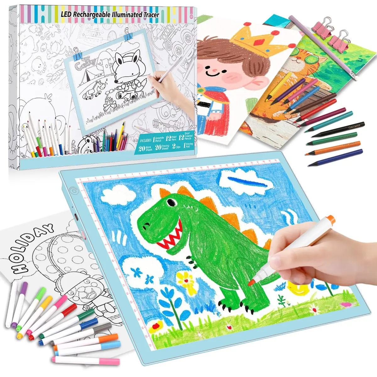 ME456 Light Up Tracing Board Kit Blue 34cm (13.4") | Rechargeable LED Drawing Tablet for Kids Ages 3-12 - main product image