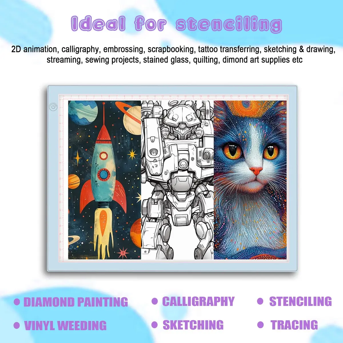 ME456 Light Up Tracing Board Kit Blue 34cm (13.4") | Rechargeable LED Drawing Tablet for Kids Ages 3-12 - view 8