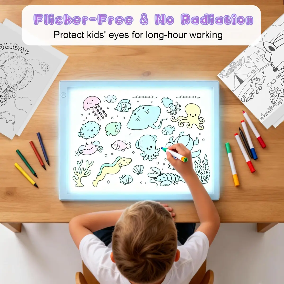ME456 Light Up Tracing Board Kit Blue 34cm (13.4") | Rechargeable LED Drawing Tablet for Kids Ages 3-12 - view 4