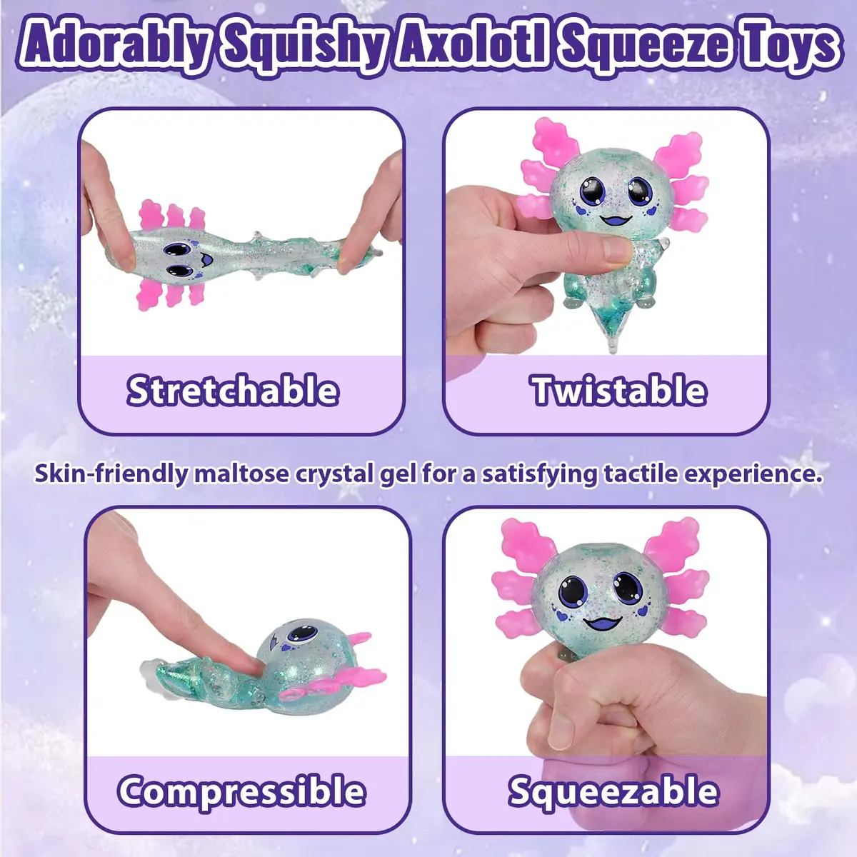 Puffwize Axolotl Squishy Toy Squeeze Stress Ball 9.5cm (3.74") | Non-Toxic Sensory Toy for Kids & Adults - view 3