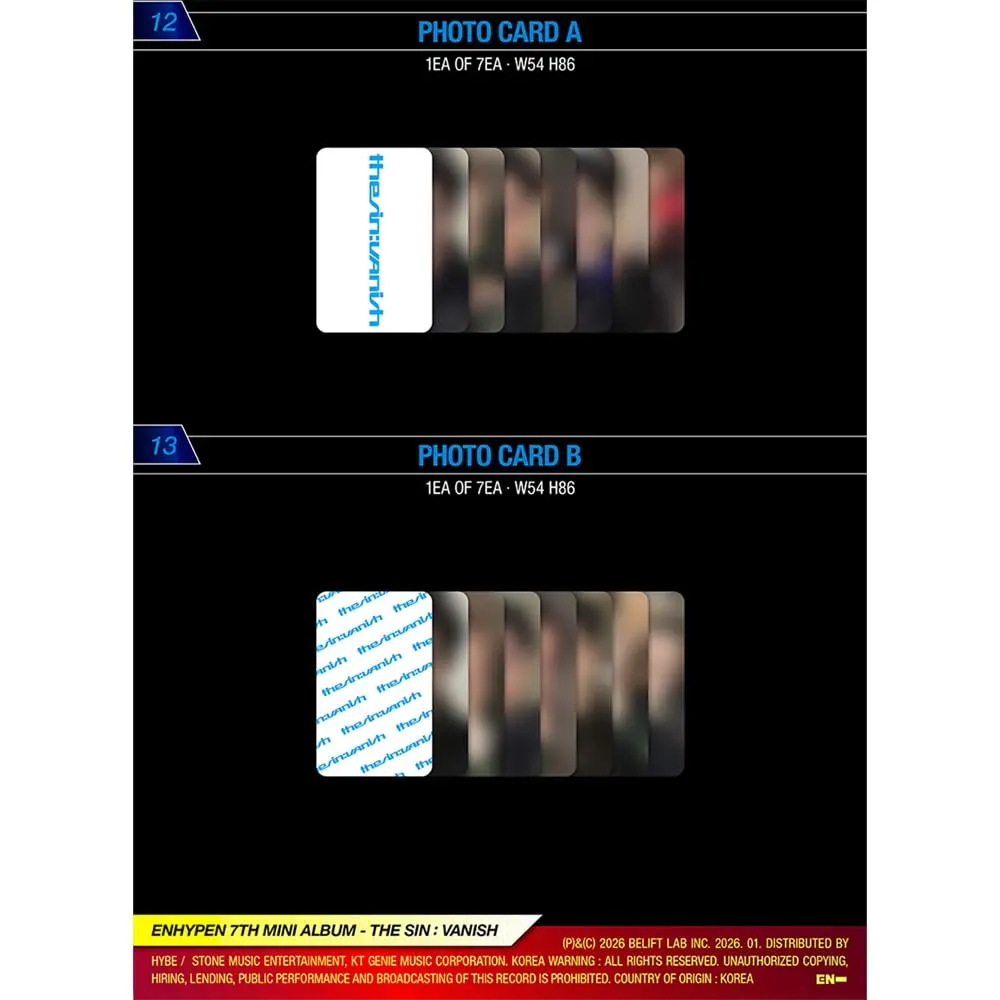 ENHYPEN THE SIN : VANISH (STORM Ver.) Mini Photobook Album 100 Pages | Includes 3 Extra Photocards Set - view 8