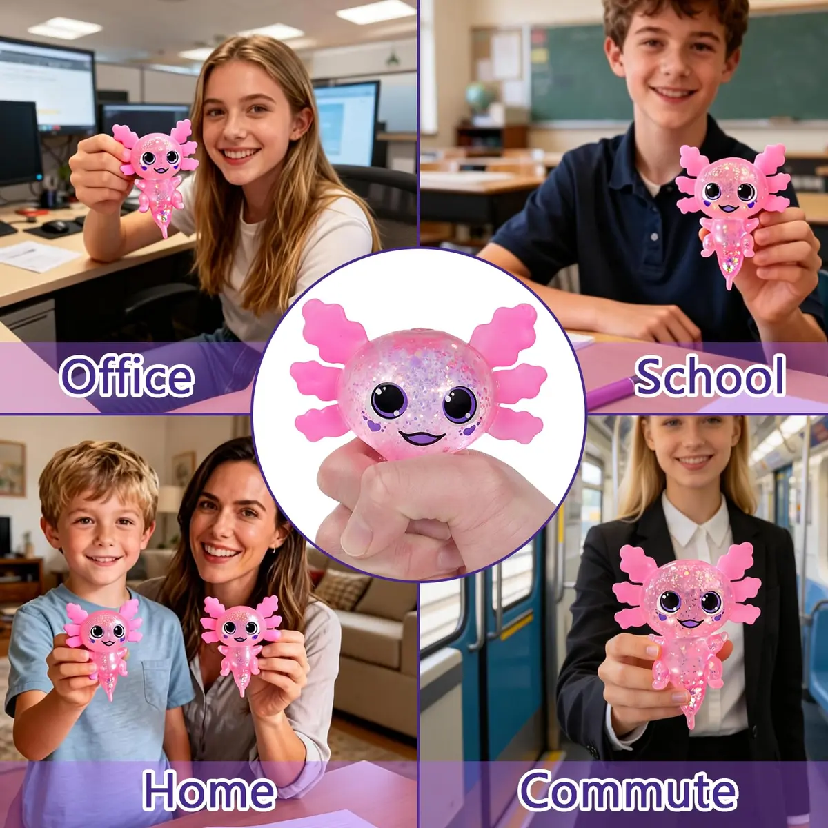 Puffwize Axolotl Squishy Toy Squeeze Stress Relief Fidget Sensory Toy for Kids Adults | Non-Toxic BPA-Free - view 2