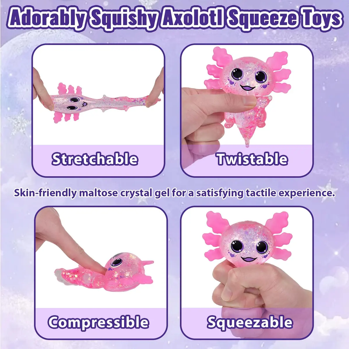 Puffwize Axolotl Squishy Toy Squeeze Stress Relief Fidget Sensory Toy for Kids Adults | Non-Toxic BPA-Free - view 3