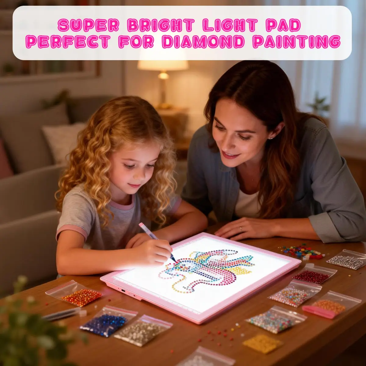 ME456 LED Drawing Tablet Kit 38 cm (15 Inch) Pink | Rechargeable Light Board for Tracing & Diamond Painting - view 5