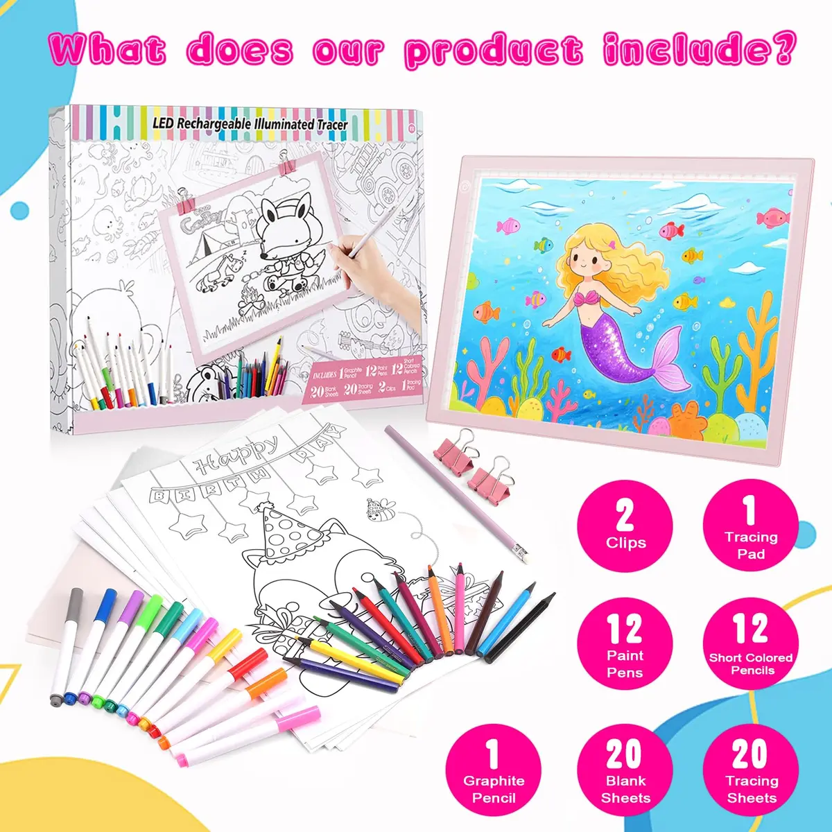 ME456 LED Drawing Tablet Kit 38 cm (15 Inch) Pink | Rechargeable Light Board for Tracing & Diamond Painting - view 2