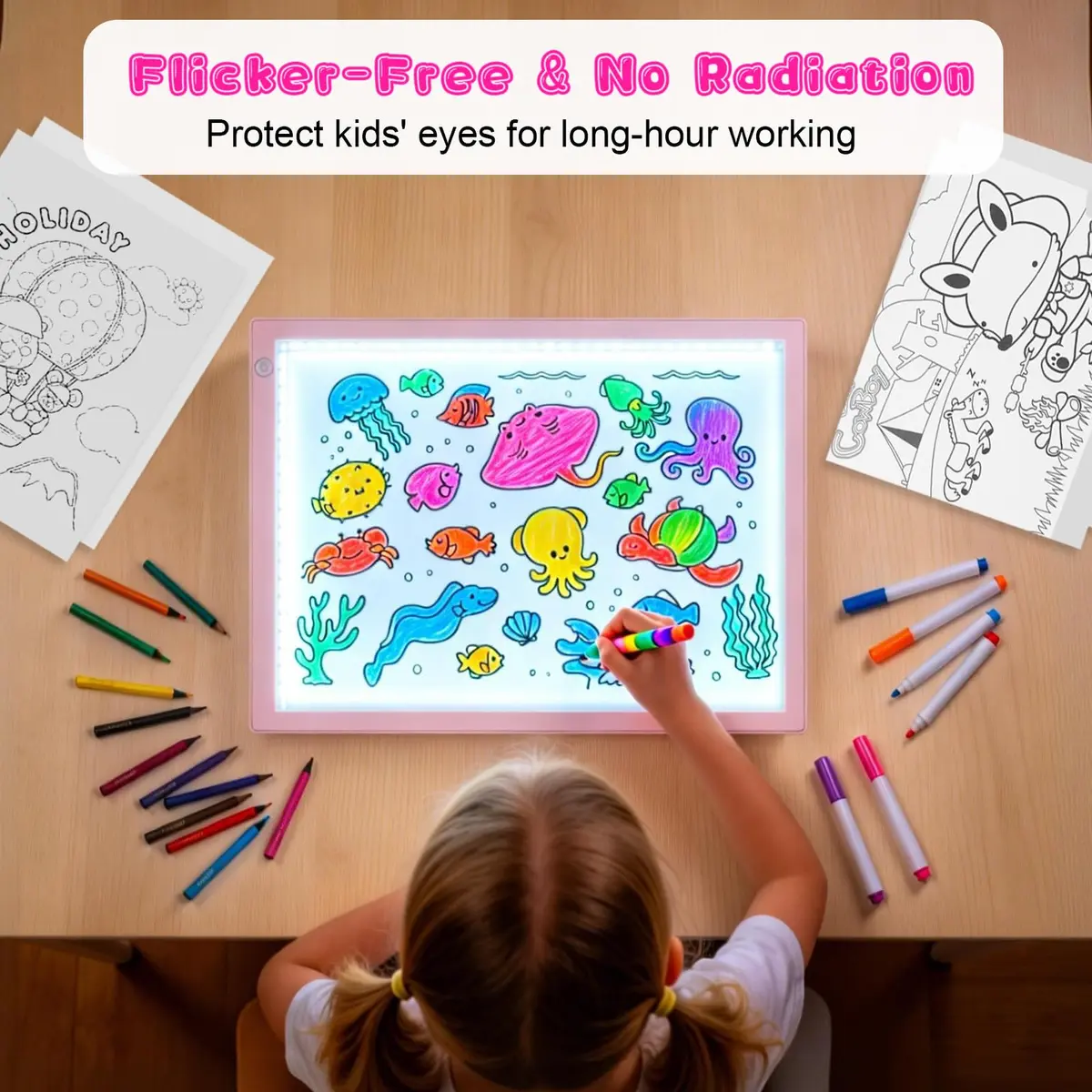 ME456 LED Drawing Tablet Kit 38 cm (15 Inch) Pink | Rechargeable Light Board for Tracing & Diamond Painting - view 4