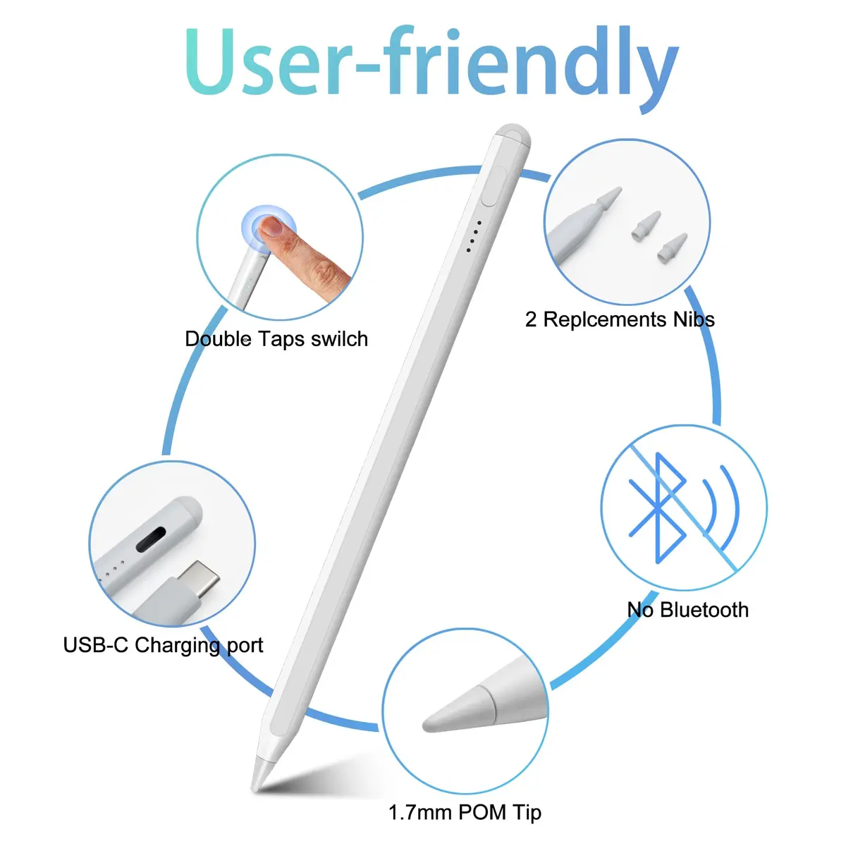 RKItE Stylus Pen for iPad 11th & 10th Gen | Fast Charge & Palm Rejection (70-120 chars) - view 2
