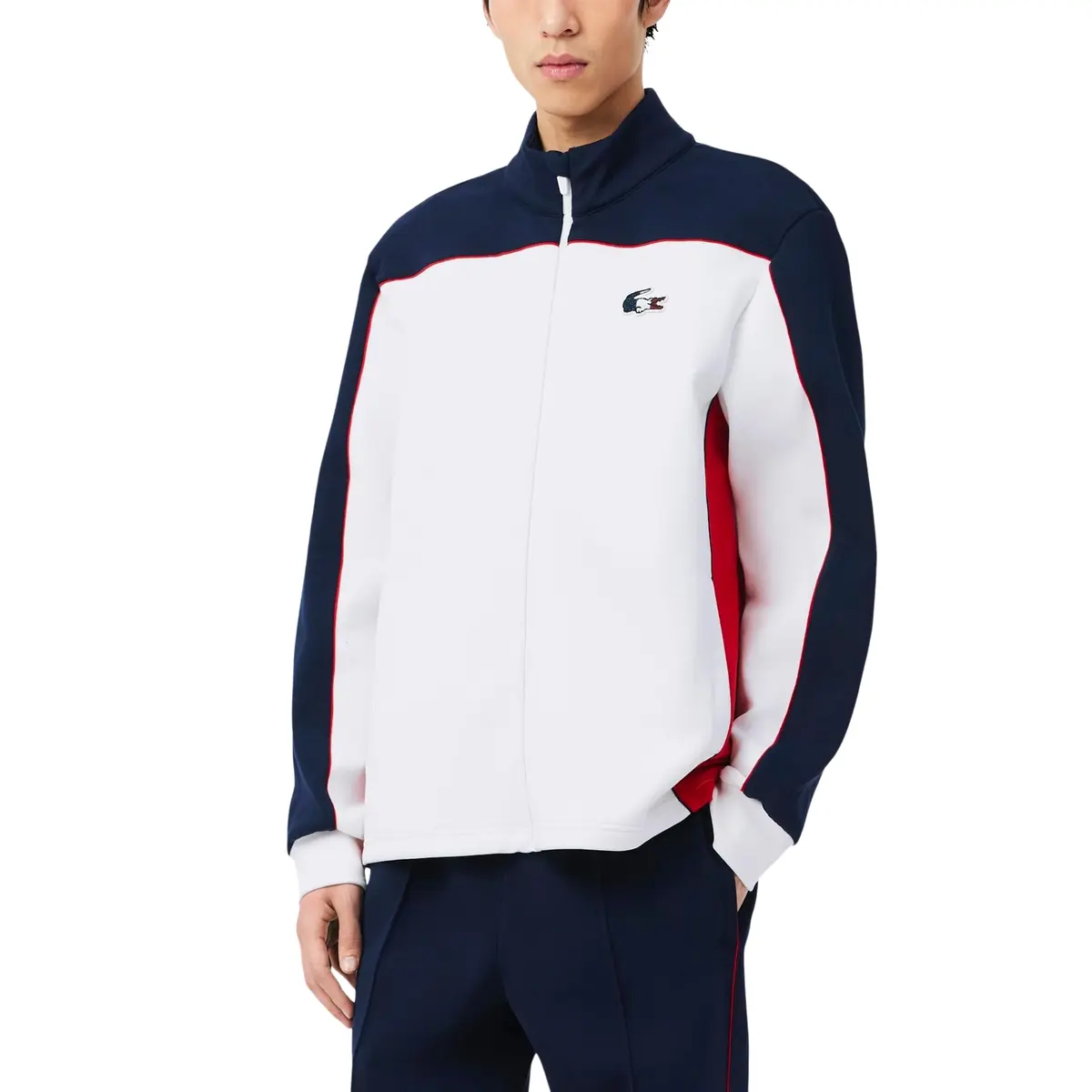Lacoste Unisex French Tennis Team Ceremony Jacket, Navy Blue/White/Red, X-Large | Modern Color-Blocking with Official French Tennis Details - main product image
