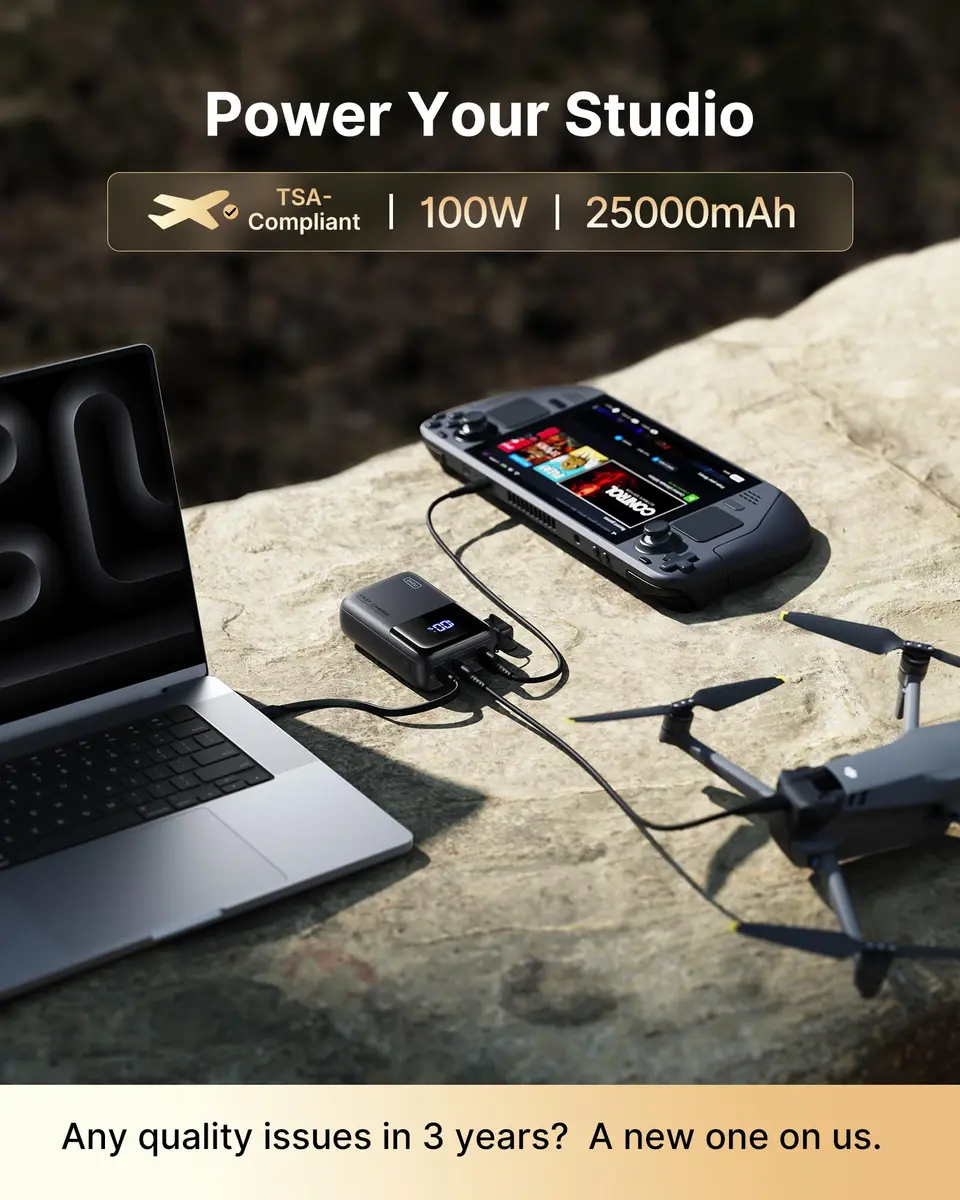 INIU Laptop Power Bank 25000mAh 100W | Travel-Ready Fast Charging Power Station - view 2