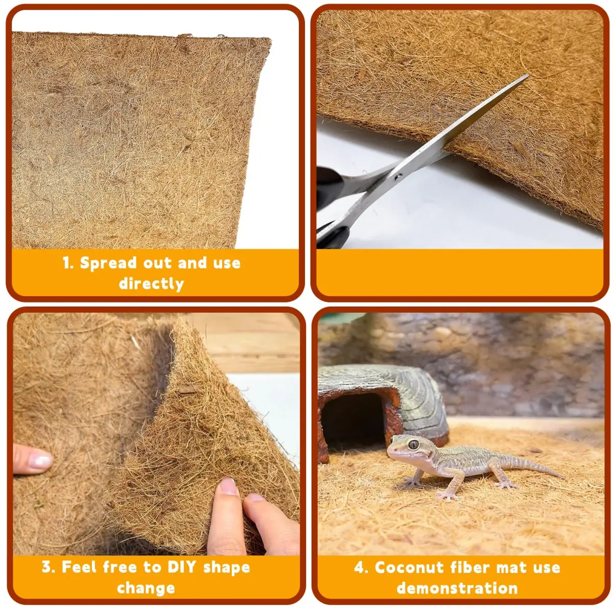 Hamiledyi Natural Coconut Fiber Reptile Carpet Roll 30cm x 3m (0.2-0.4cm Thick) | Breathable, Washable, DIY Substrate for Bearded Dragon, Tortoise, Lizard Habitats - view 6
