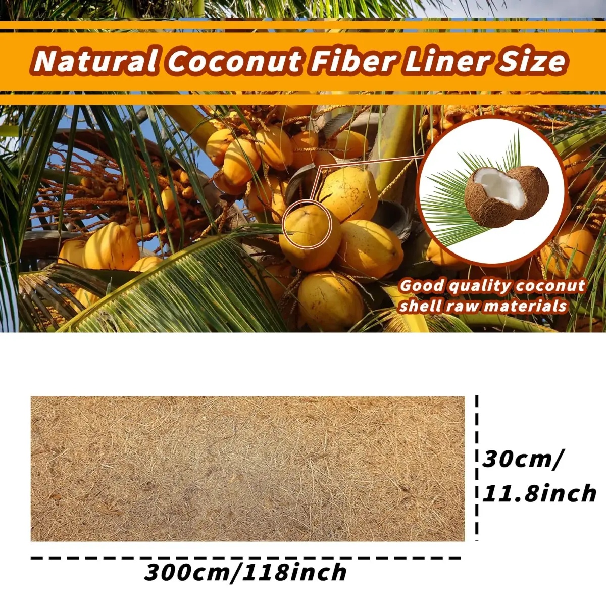 Hamiledyi Natural Coconut Fiber Reptile Carpet Roll 30cm x 3m (0.2-0.4cm Thick) | Breathable, Washable, DIY Substrate for Bearded Dragon, Tortoise, Lizard Habitats - view 2