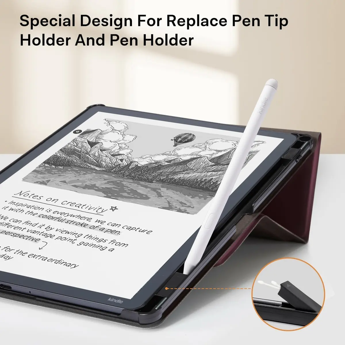 CoBak Case for 11" Kindle Scribe 3rd Gen 2025 Colorsoft | PU Leather Folio with Pen Holder & Auto Sleep Wake - view 6
