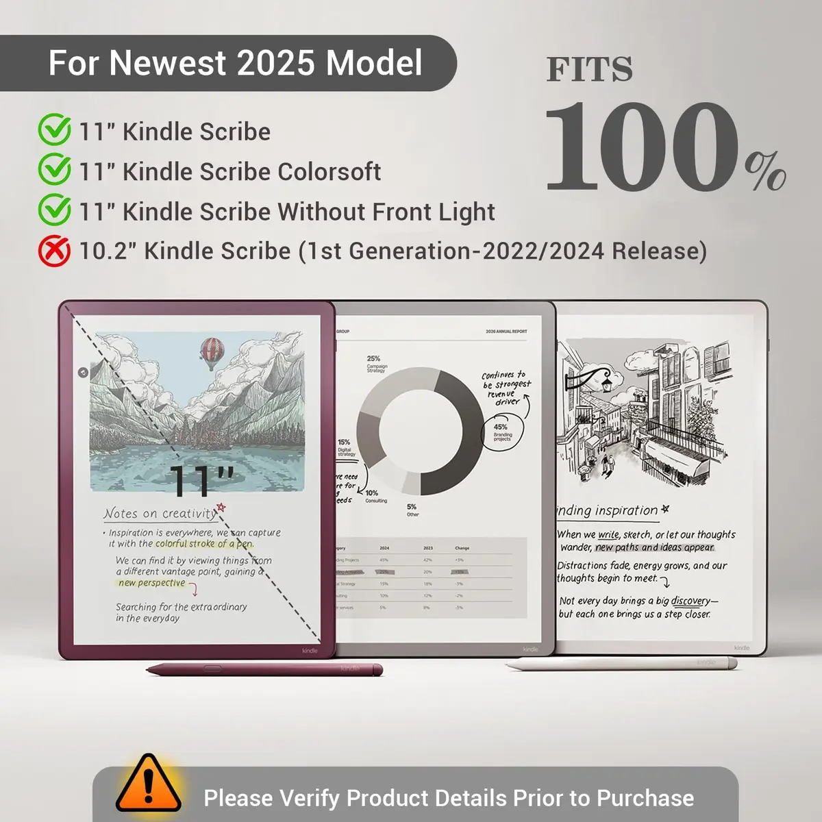CoBak Case for 11" Kindle Scribe 3rd Gen 2025 Colorsoft | PU Leather Folio with Pen Holder & Auto Sleep Wake - view 2