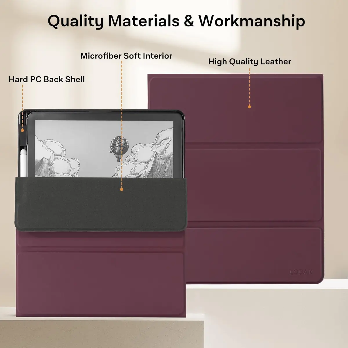 CoBak Case for 11" Kindle Scribe 3rd Gen 2025 Colorsoft | PU Leather Folio with Pen Holder & Auto Sleep Wake - view 3