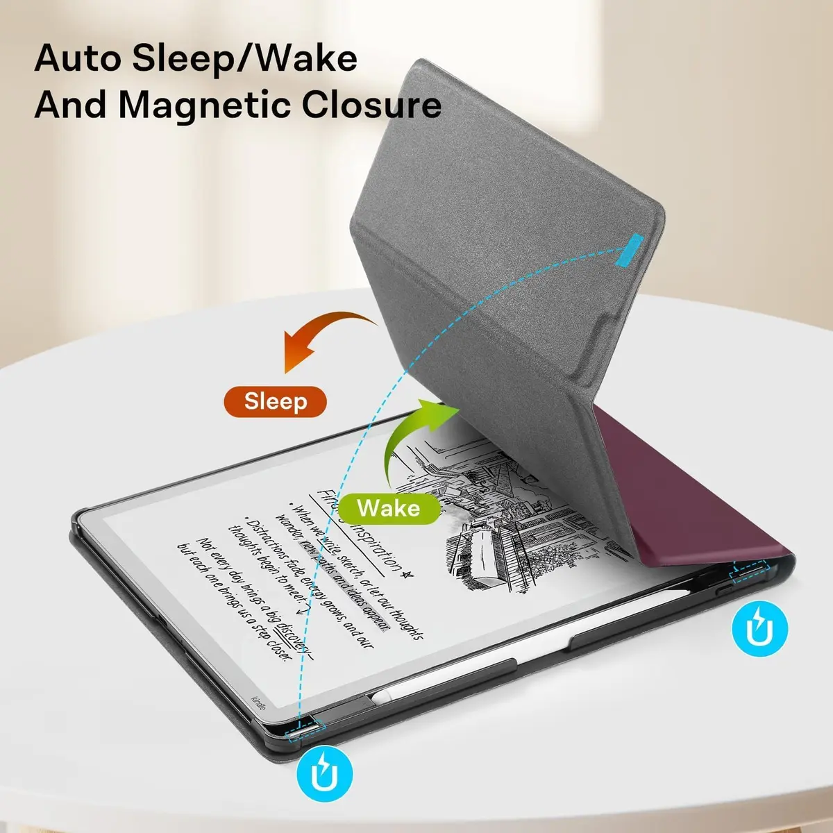 CoBak Case for 11" Kindle Scribe 3rd Gen 2025 Colorsoft | PU Leather Folio with Pen Holder & Auto Sleep Wake - view 4