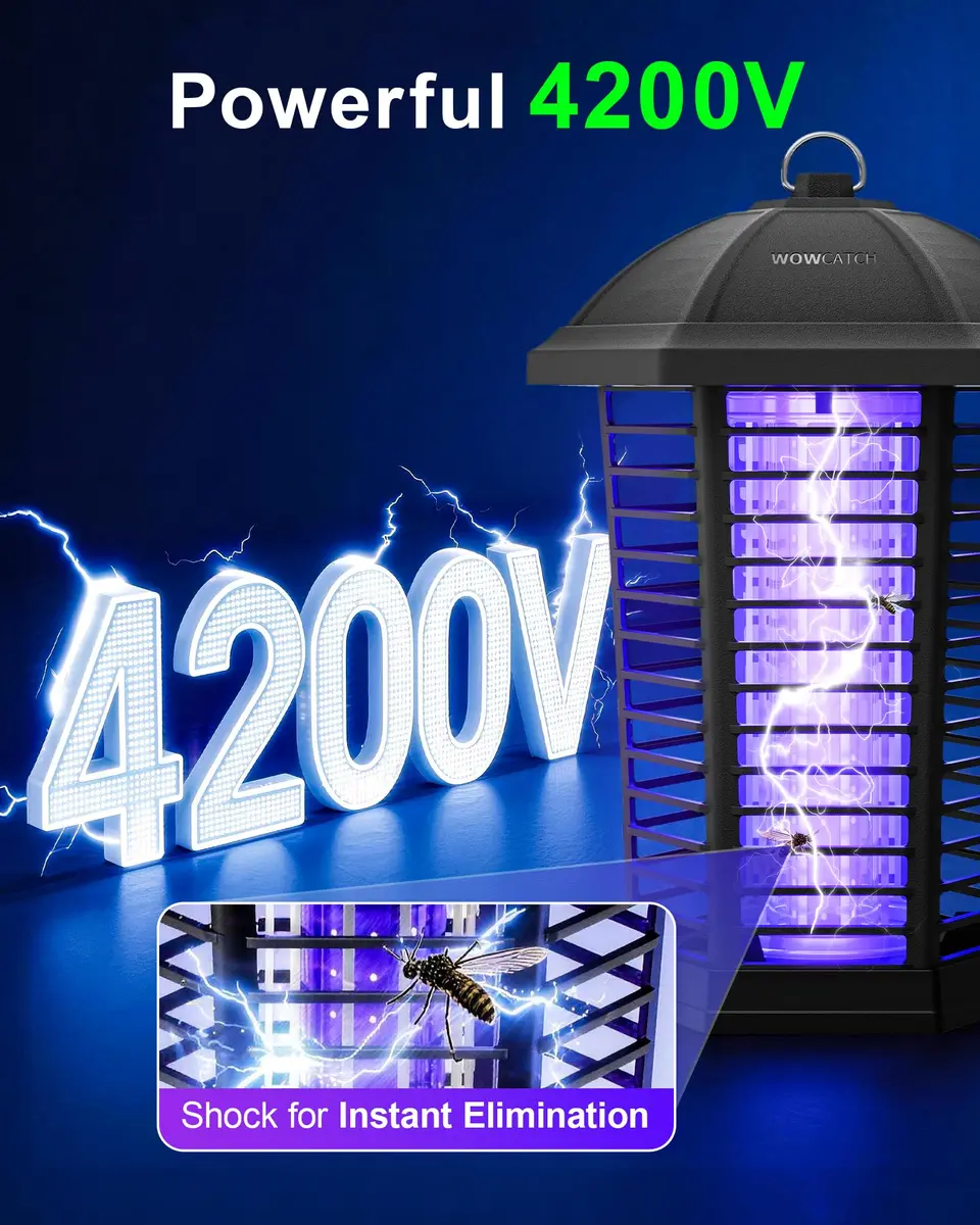 WowCatch LED Bug Zapper Outdoor 4200V Weatherproof IPX4 | Effective Mosquito & Fly Control - view 5