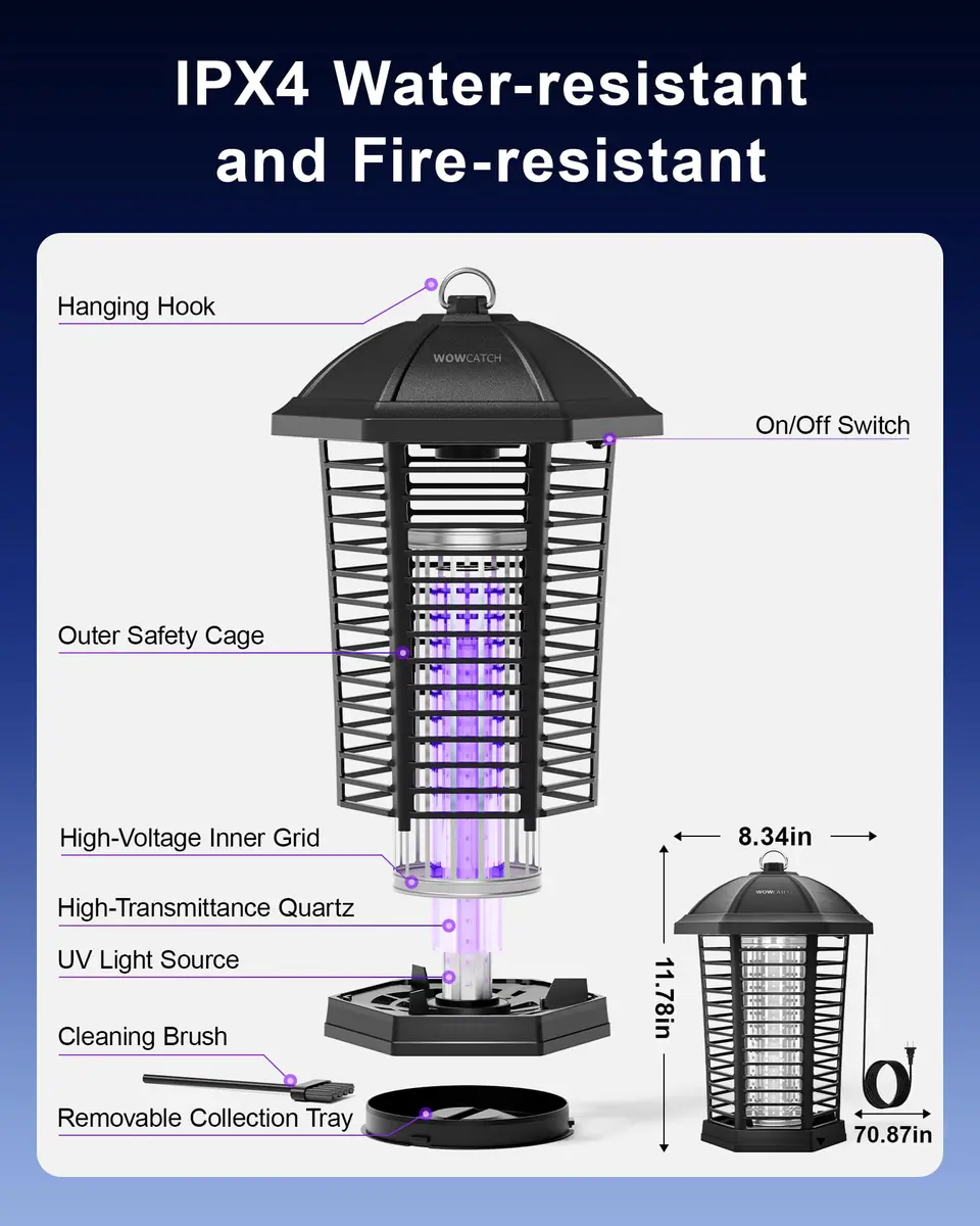 WowCatch LED Bug Zapper Outdoor 4200V Weatherproof IPX4 | Effective Mosquito & Fly Control - view 7