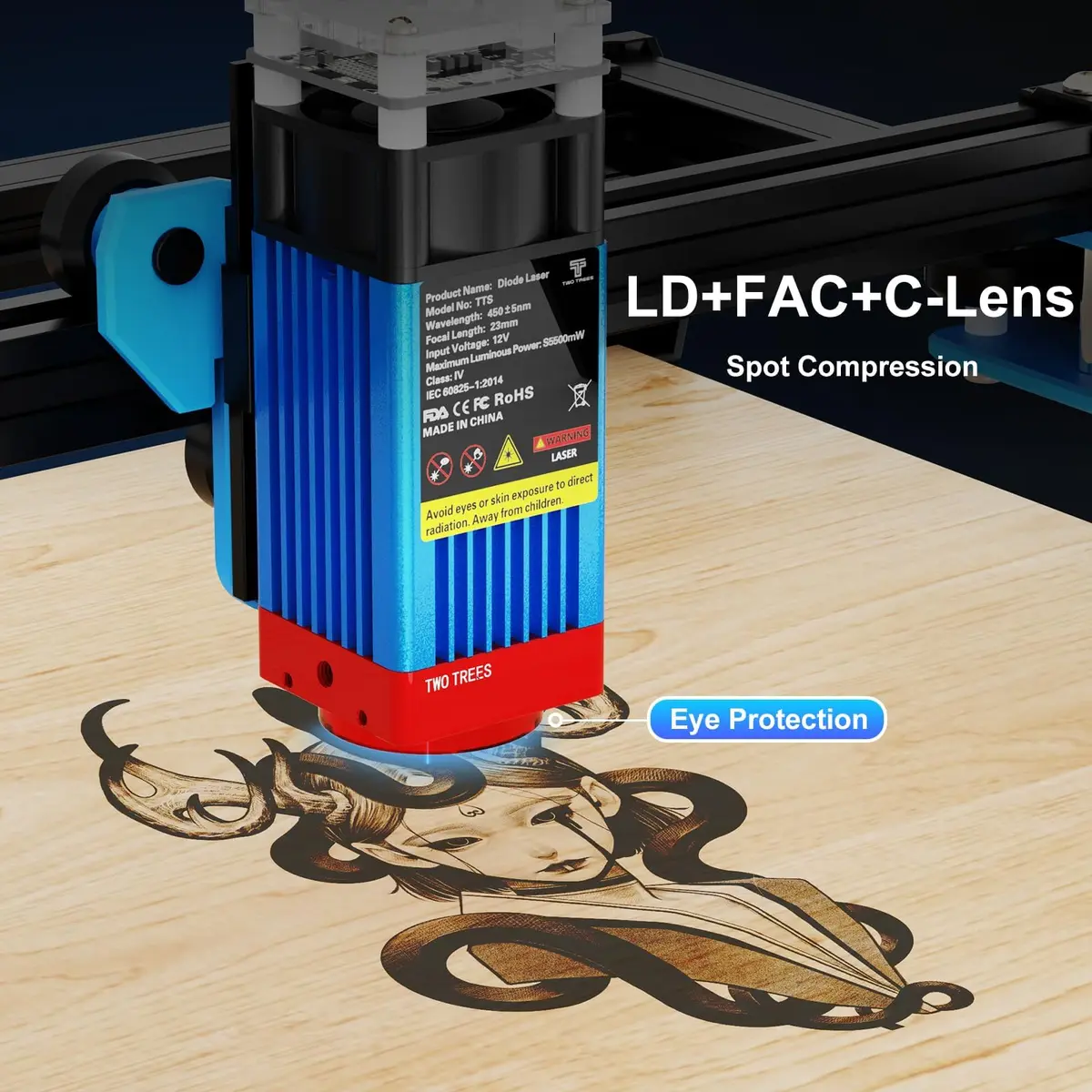 Twotrees TTS-55 Pro Laser Engraver 5500mW | 300x300mm Engraving Area, High Precision, Wi-Fi & USB Connectivity - view 5
