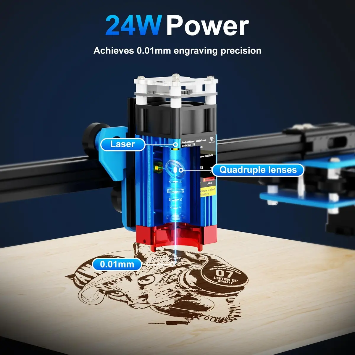 Twotrees TTS-55 Pro Laser Engraver 5500mW | 300x300mm Engraving Area, High Precision, Wi-Fi & USB Connectivity - view 2