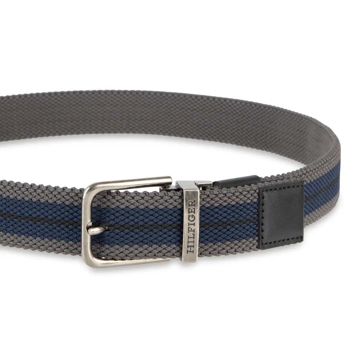 Tommy Hilfiger Men's Reversible Fabric Stretch Belt, Black/Gray/Navy, Large - view 4
