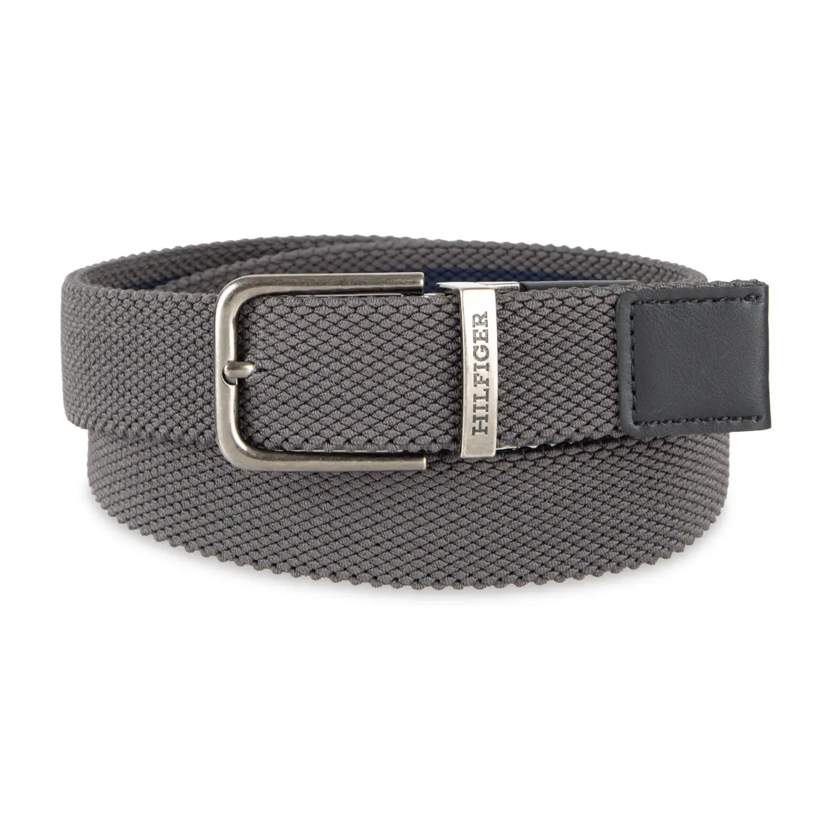 Tommy Hilfiger Men's Reversible Fabric Stretch Belt, Black/Gray/Navy, Small - view 3