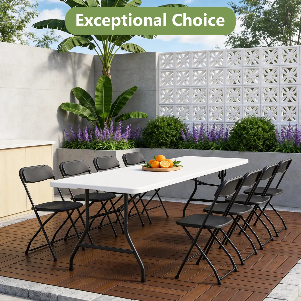 FurniEdge Folding Table 8FT White Heavy Duty Plastic | Portable & Space-Saving (70-120 chars) - view 7
