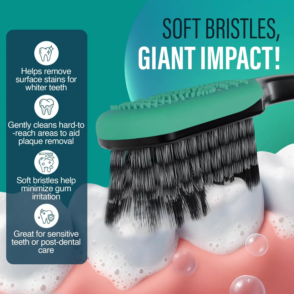 GuruNanda Gentle Giant Charcoal Toothbrush 8-Pack | Dual Action Flossing Spiral Bristles - view 4