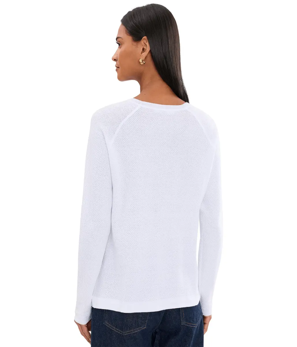 Elliott Lauren Waffle Stitch Raglan Sweater White XS | Cozy Cotton, Relaxed Fit - view 4