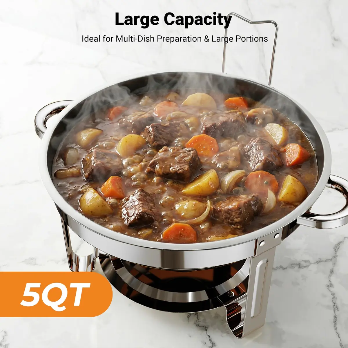 Ublue Chafing Dishes for Buffet 4 Pack | 5QT Stainless Steel Food Warmers, Durable & Safe (70-120 chars) - view 5