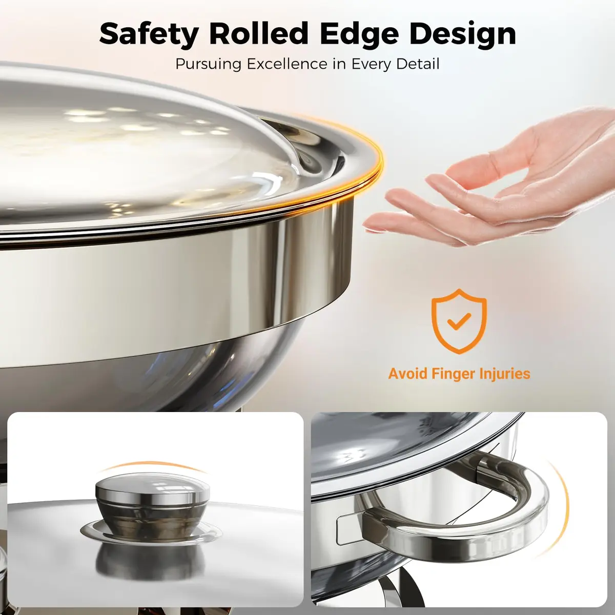 Ublue Chafing Dishes for Buffet 4 Pack | 5QT Stainless Steel Food Warmers, Durable & Safe (70-120 chars) - view 6
