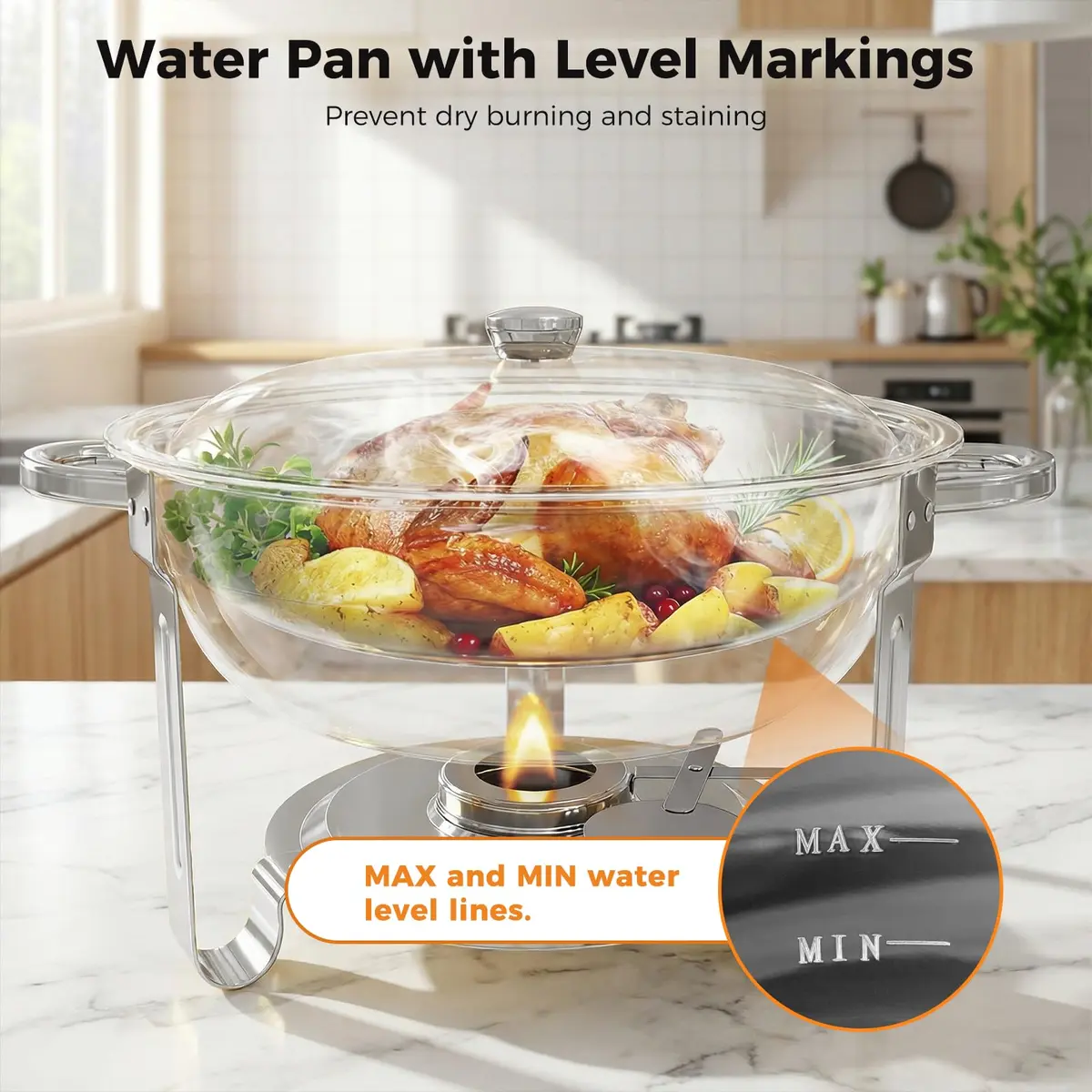 Ublue Chafing Dishes for Buffet 4 Pack | 5QT Stainless Steel Food Warmers, Durable & Safe (70-120 chars) - view 3