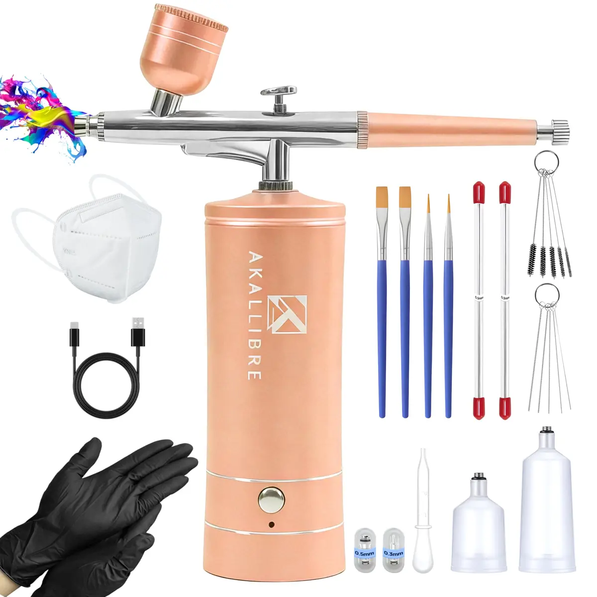 AKALLIBRE Airbrush Kit with Compressor, 48PSI High-Pressure Non-Clogging | Cordless, Portable & Versatile for Art & Makeup - main product image