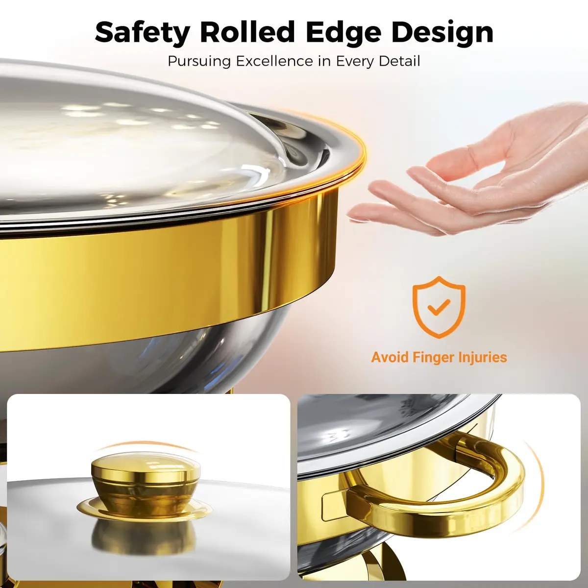 Ublue 5QT Round Stainless Steel Chafing Dishes 2 Pack | Buffet Food Warmers for Events - view 6