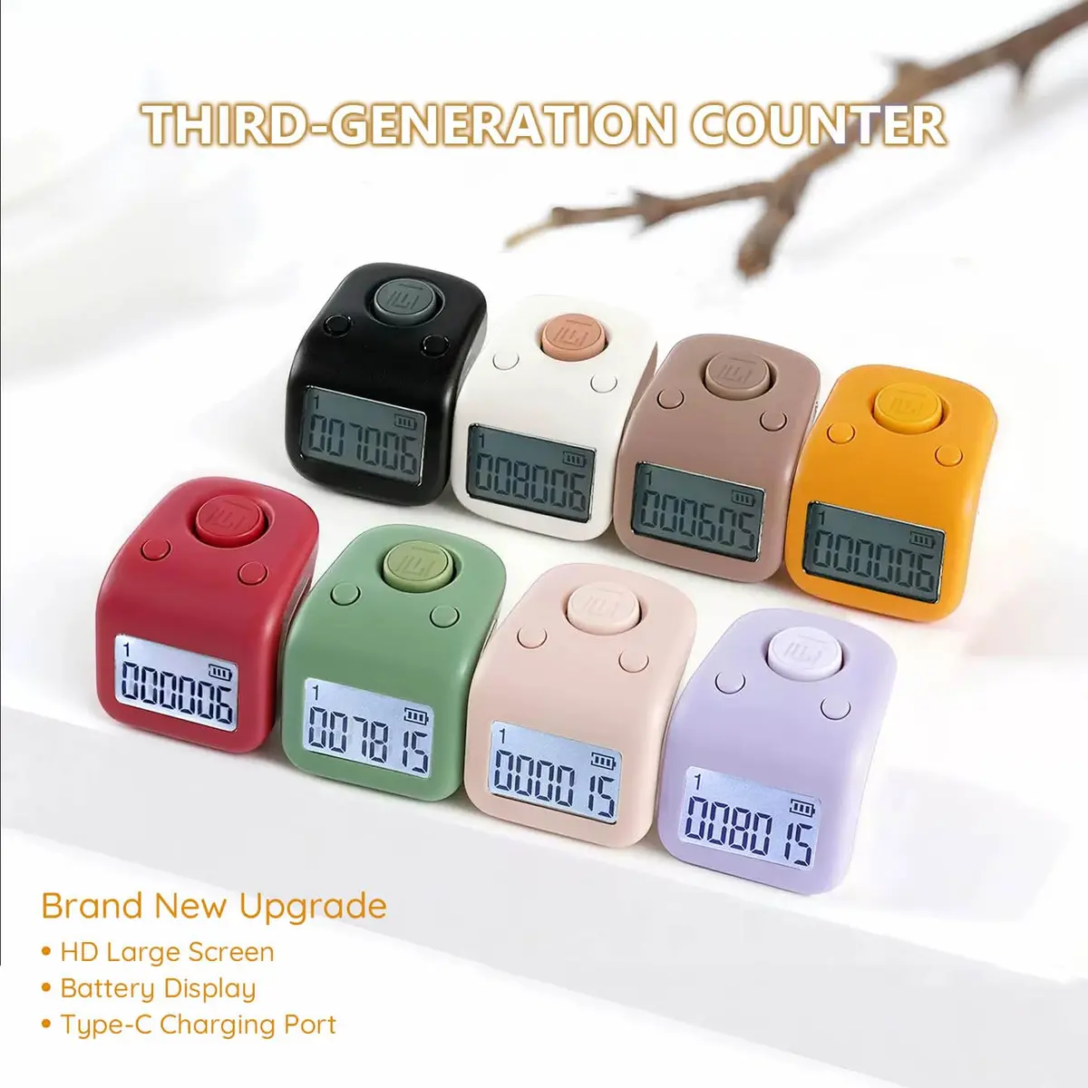 Arvakr Rechargeable Silent Finger Counter 6 Channels Digital Tasbih Tally Clicker with LED | Counts up to 999,999 per channel - view 2