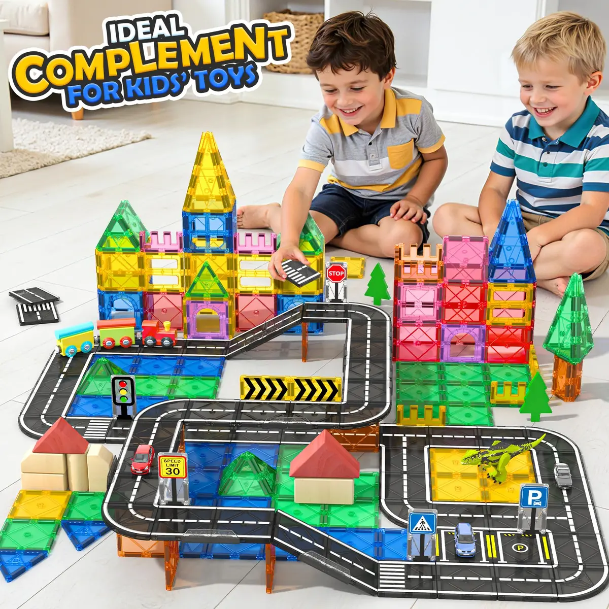 IGIVI Magnetic Tiles Road & Rail Clamp Pack | Educational Construction Toys for Kids 3+ in India - view 4