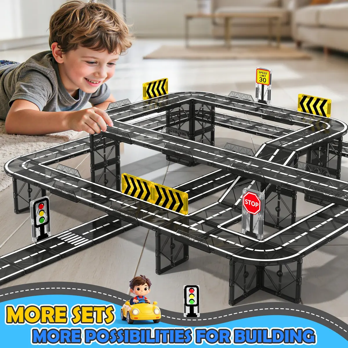 IGIVI Magnetic Tiles Road & Rail Clamp Pack | Educational Construction Toys for Kids 3+ in India - view 6