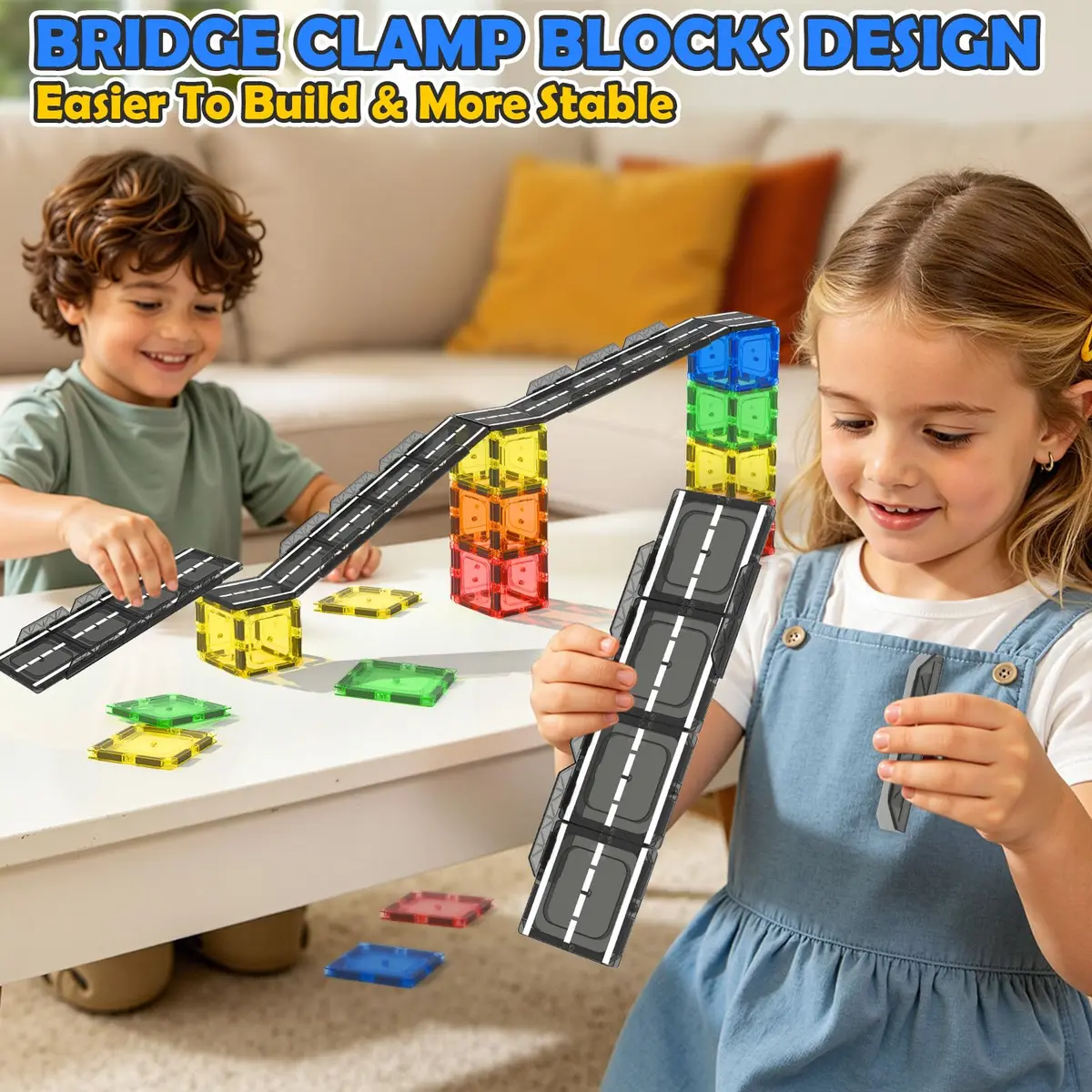 IGIVI Magnetic Tiles Road & Rail Clamp Pack | Educational Construction Toys for Kids 3+ in India - view 2