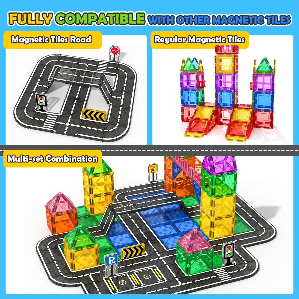 IGIVI Magnetic Tiles Road & Rail Clamp Pack | Educational Construction Toys for Kids 3+ in India - view 3