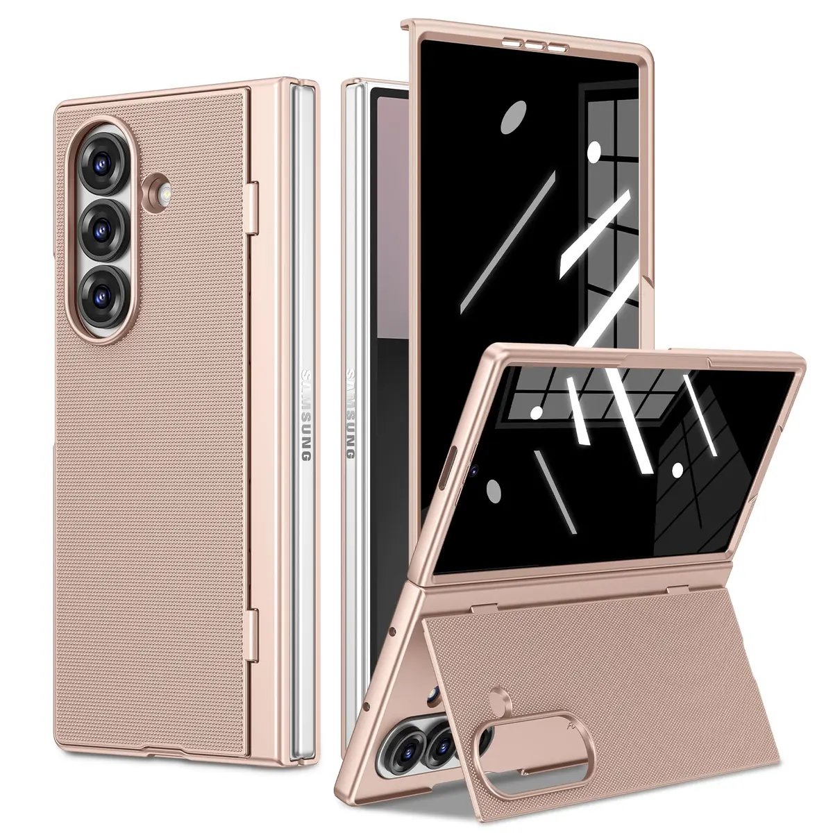 Ruky Gold Case with Kickstand & Privacy Screen Protector for Samsung Galaxy Z Fold 7 | Built-in Stand, Full Body Protection - main product image