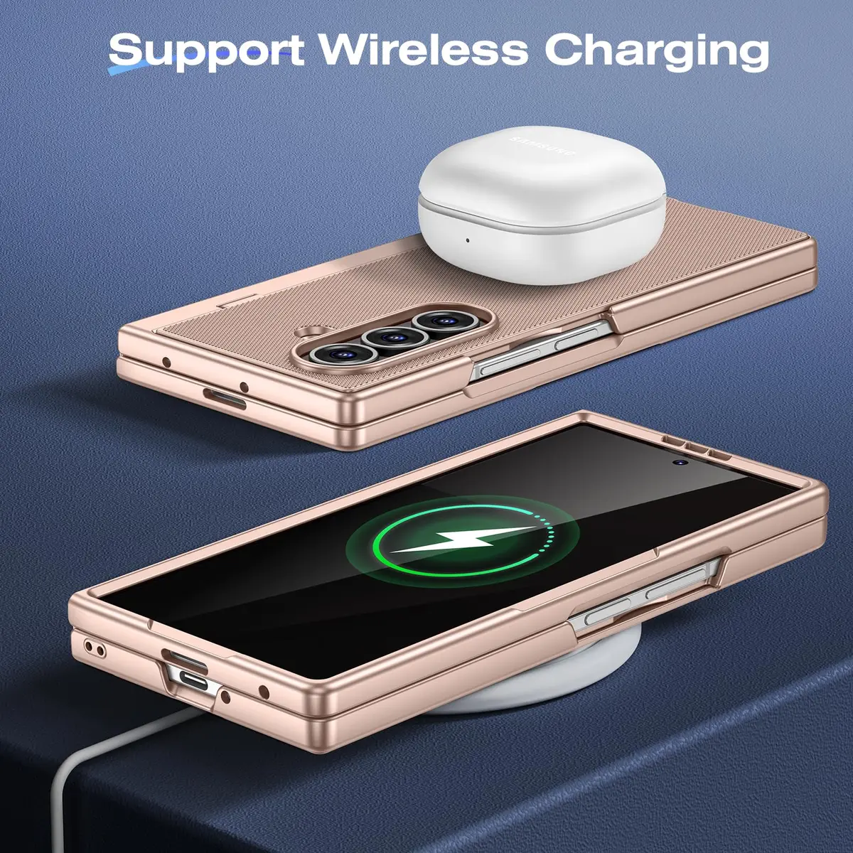 Ruky Gold Case with Kickstand & Privacy Screen Protector for Samsung Galaxy Z Fold 7 | Built-in Stand, Full Body Protection - view 7