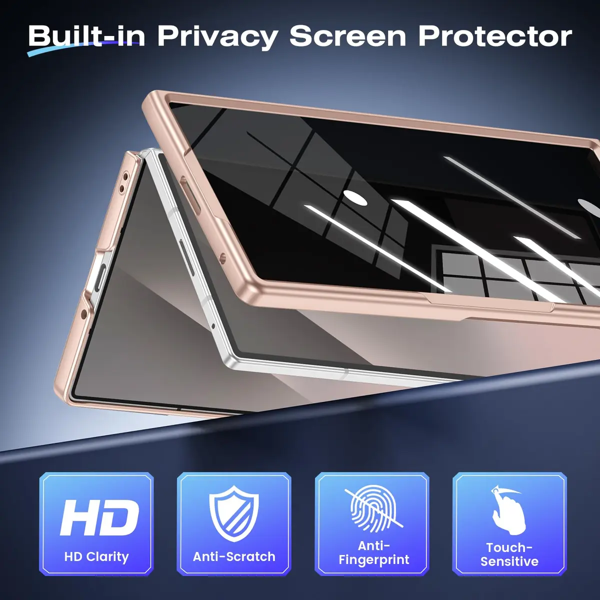 Ruky Gold Case with Kickstand & Privacy Screen Protector for Samsung Galaxy Z Fold 7 | Built-in Stand, Full Body Protection - view 3